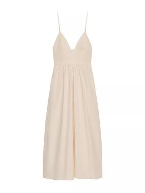 Zara Beige Midi Poplin Dress